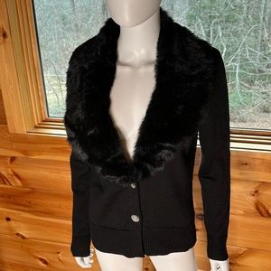 Nygard Fur Collar Cardigan